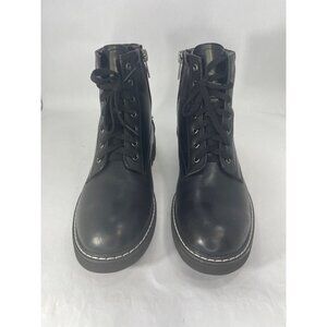 INC International Concepts Size 9.5M Mens combat boots Black Leather Lace-Up